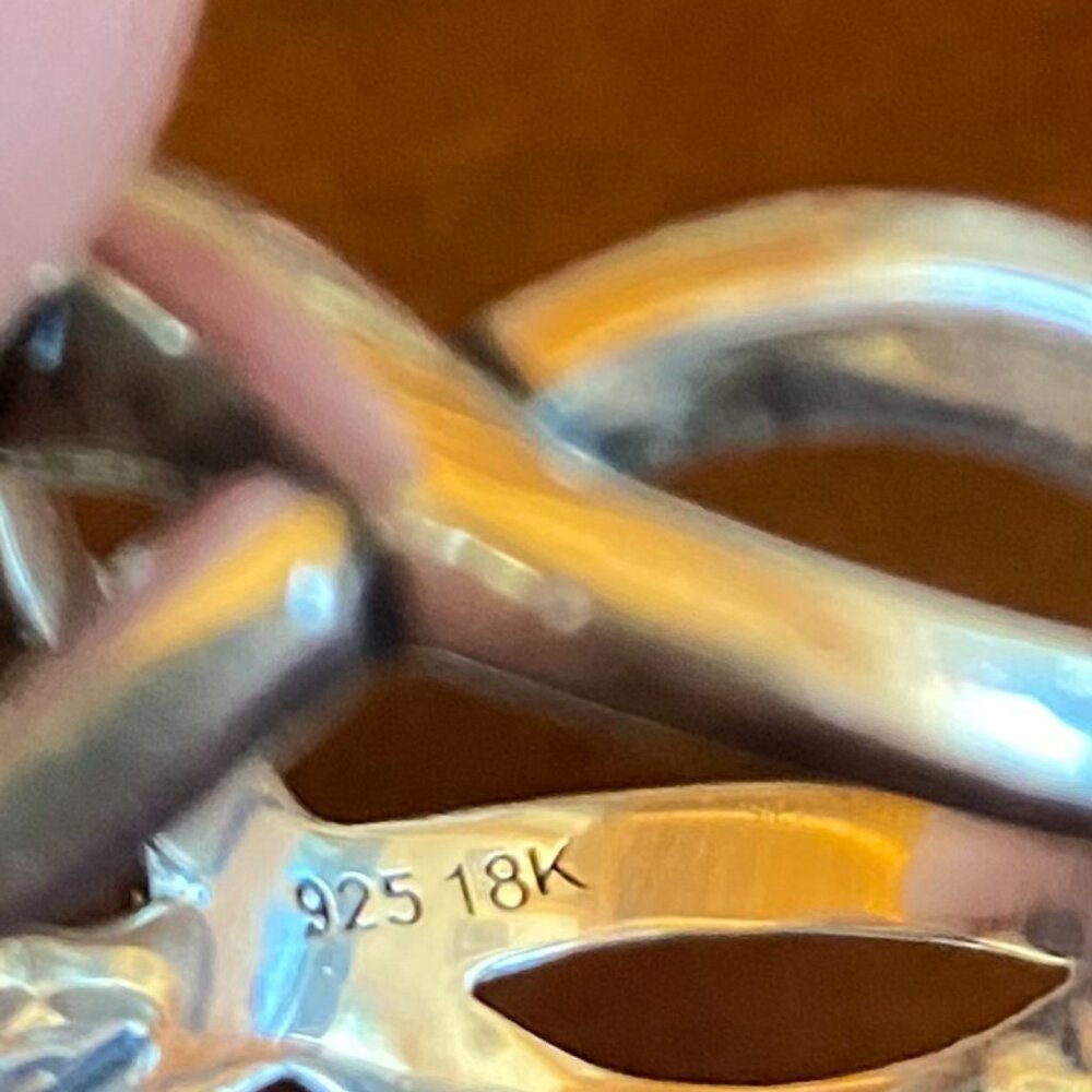 Premium Huge Sparkling Topaz Gem Ann King Sterling Silver & 18K Gold Size 7 Ring - Picture 4 of 7